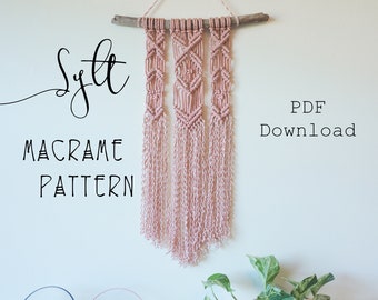 Modèle de suspension murale en macramé, téléchargement PDF, modèle de macramé débutant, tutoriel de bricolage en macramé