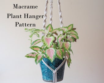 Modèle de panier suspendu, modèle de bricolage en macramé, modèle PDF, tutoriel de cintre de plante en macramé