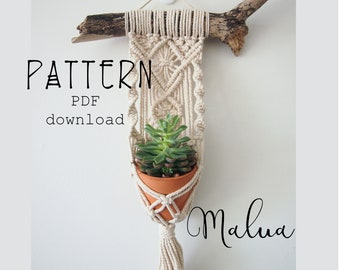 Plant Hanger Pattern, Macrame Tutorial Pattern, Mini Plant Hanger DIY, Beginner Macrame Pattern