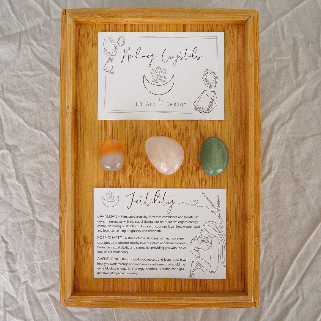 Fertility IVF Conception Healing Crystal Set of 3 Tumbled Gemstones ...