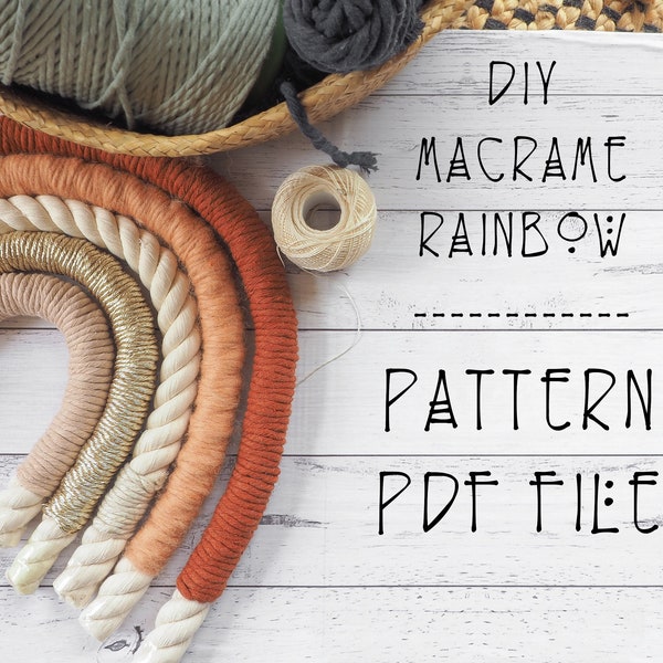 Rainbow DIY Pattern, PDF Download, Macramé Rainbow Tutorial, Woven Rainbow