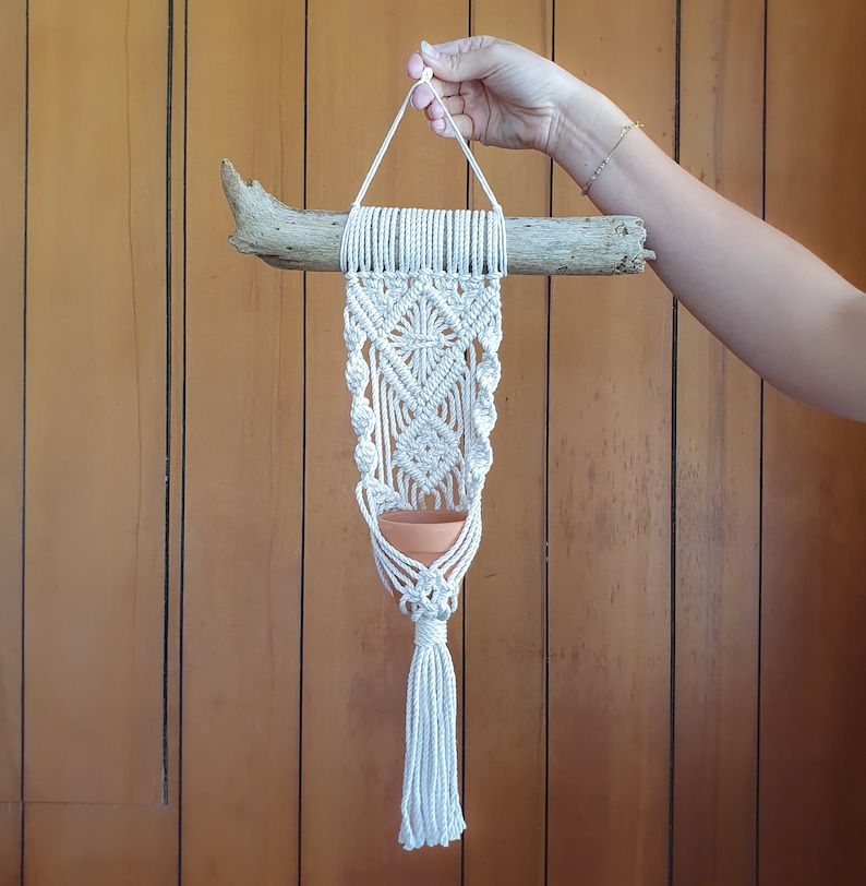 Plant Hanger Pattern, Macrame Tutorial Pattern, Mini Plant Hanger DIY, Beginner Macrame Pattern image 5