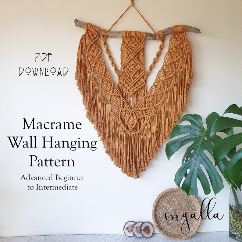 Intermediate Macrame Pattern, PDF Pattern, Macrame Tutorial, Step by Step Pattern, Woven Wall Hanging DIY image 1