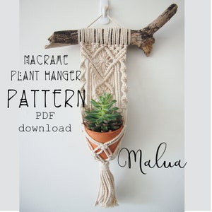 Plant Hanger Pattern, Macrame Tutorial Pattern, Mini Plant Hanger DIY, Beginner Macrame Pattern image 2