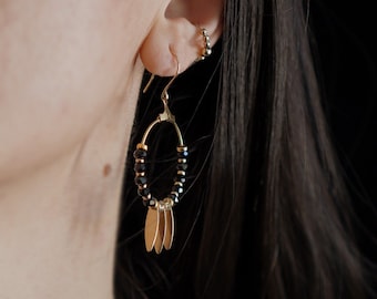 Feather hoop earrings