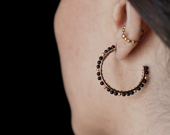 Blueberry woven hoop earrings