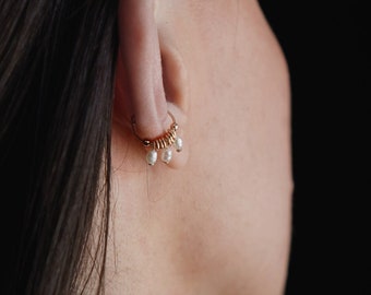 Mother-of-pearl and gold ear ring