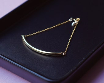 Minimalist tube bracelet // Shiny 24k gold plated // Thin Bangle