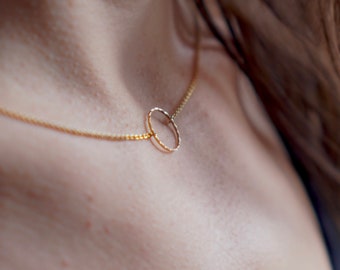 Delicate minimalist necklace ring // Gold plated 24k