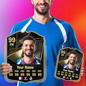 Carte de football personnalisée, carte FC25 TOTW, carte de football personnalisée, carte d'or rare de légende d'icône, cadeau personnalisé pour fans de football, tableau acrylique