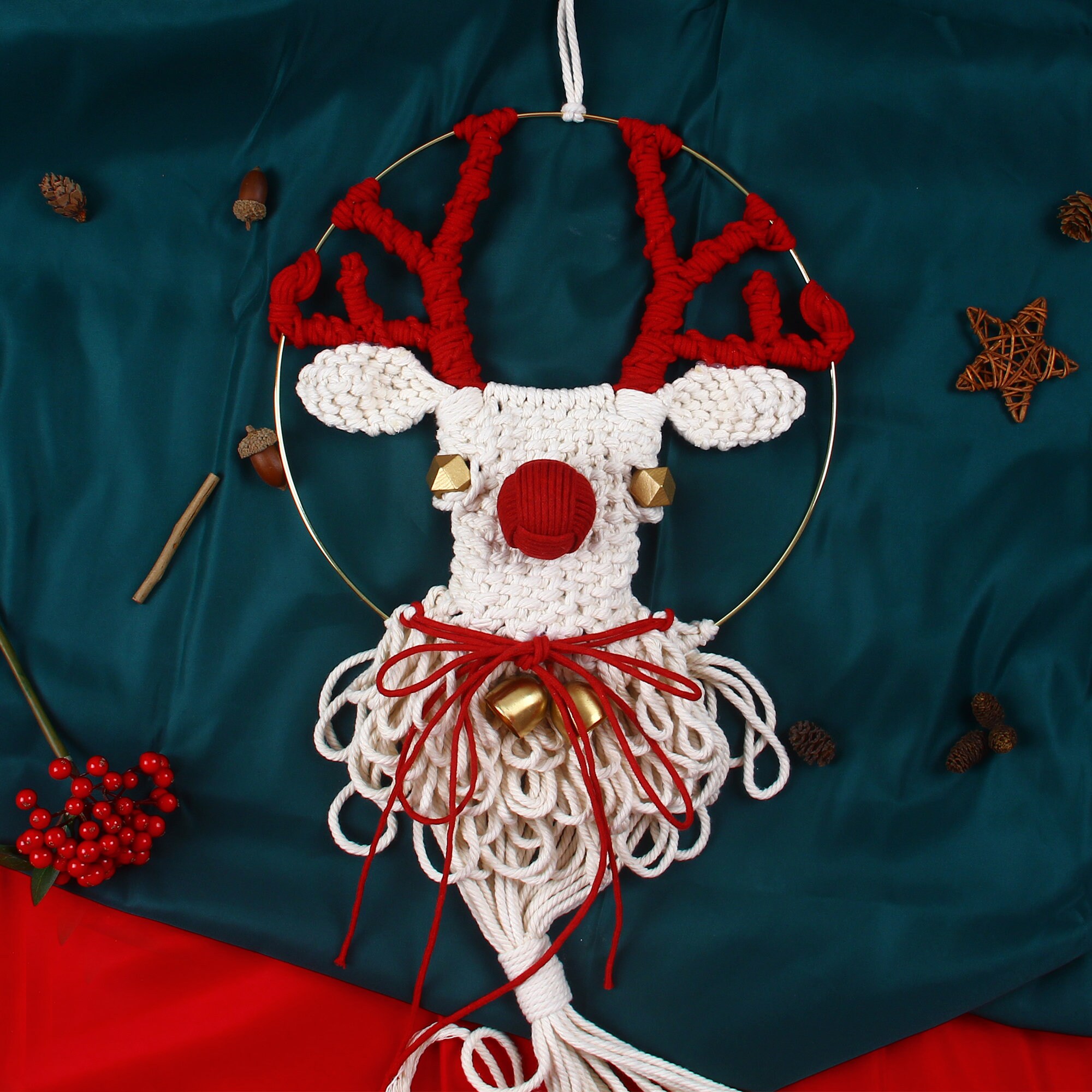 Christmas Deer Head Wall Art Reindeer Macrame Wall Hanging Etsy
