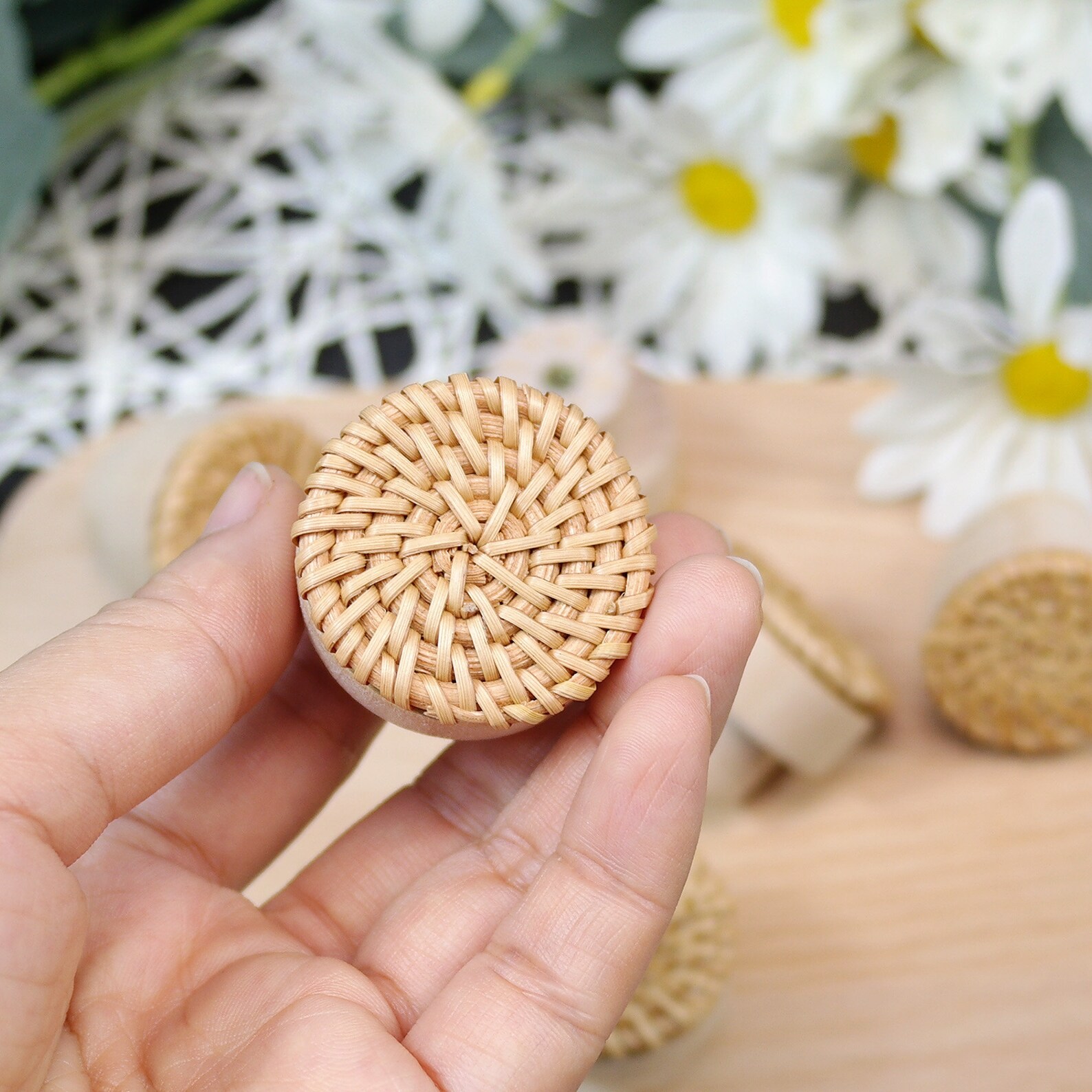 Boho Rattan Knobs Boho Dresser Knobs Handmade Wood Etsy