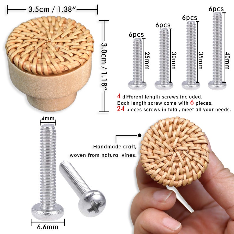 Boho Rattan Knobs Boho Dresser Knobs Handmade Wood Etsy