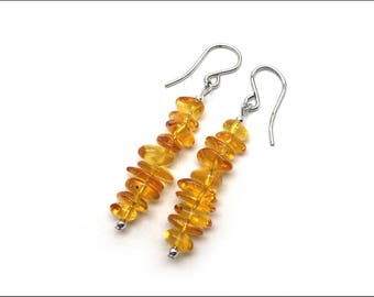 Amber Chips Drop Earrings - Natural Stone Chips