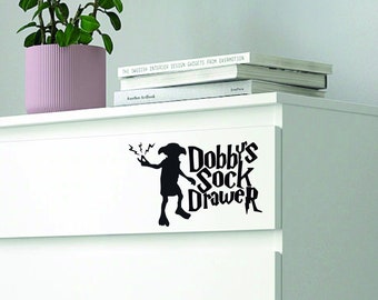 Dobby's Sock Drawer Vinyl Decal, Wizard Inspired Wall Decor