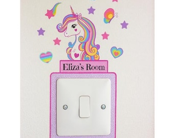 Personalized Unicorn Light Switch Decal – Girls Room Decor