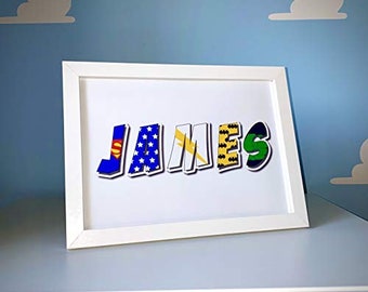 Personalized Superhero Name Print – Kids Room Decor