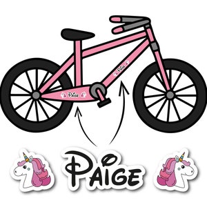 2x Mädchens Personalisierte Fahrradrahmen Vinyl Aufkleber Aufkleber des Kindes Kinder-Fahrrad Name Trike Epic Modz