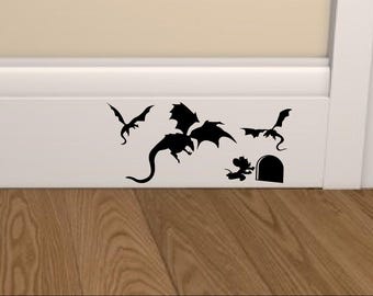 Game of Thrones Dragons vs Mouse Skirting Board Vinyl Decal