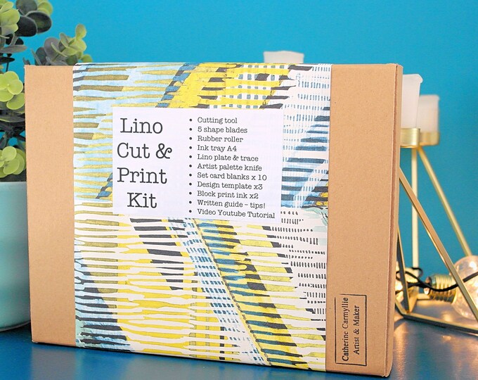 Classic Linocut & Print Kit With 10 Items Card Making Kit Etsy UK