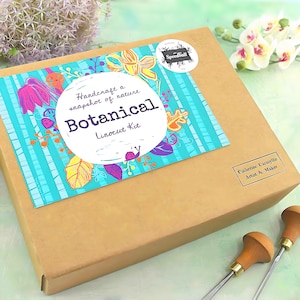 Botanical Linocut Kit with 3 colours 37ml Speedball ink, choose your own