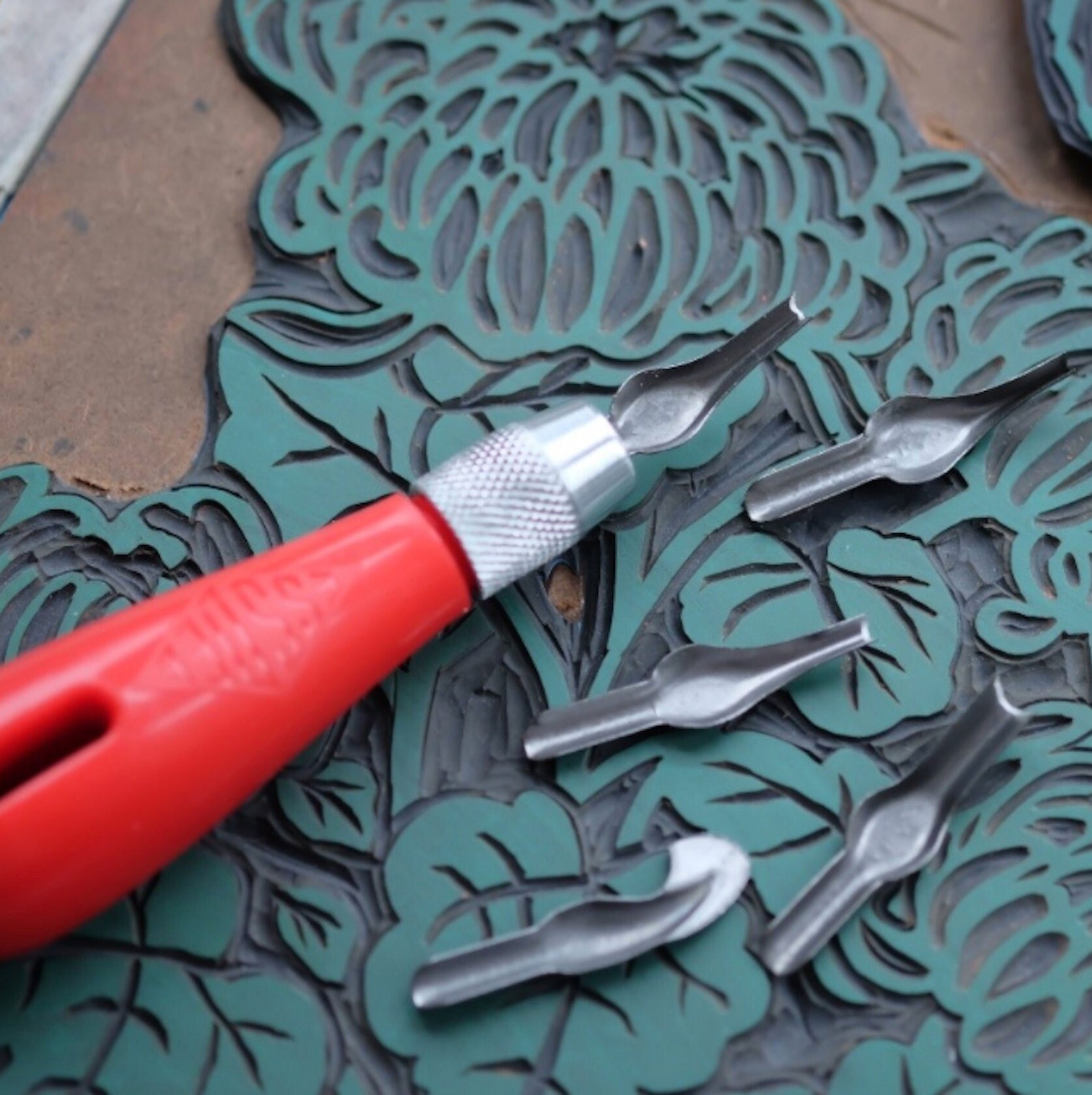 Linoleum Cutter Set, DIY Linocut Carving Tool Woodworking Cutting Sculpting  Multiple Knife Art Printmaking 10 Blades Block Printing Stamp Greeting
