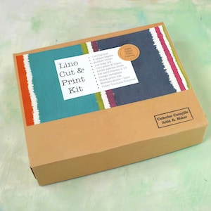 Classic Linocut & Print Kit with 10 items, card making kit, choose your own colours, UK made with video tutorials