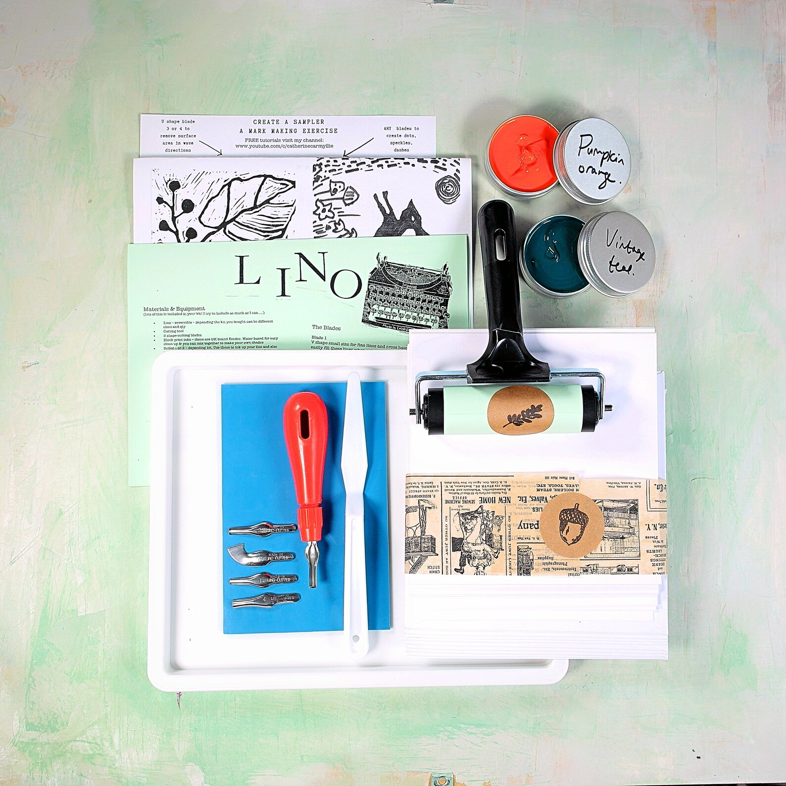 Classic Linocut & Print Kit With 10 Items Card Making Kit Etsy UK