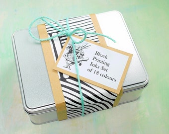 Block Printing Ink Gift Set, 18 pots 30ml, brand Essdee water based UK made, USA DDP