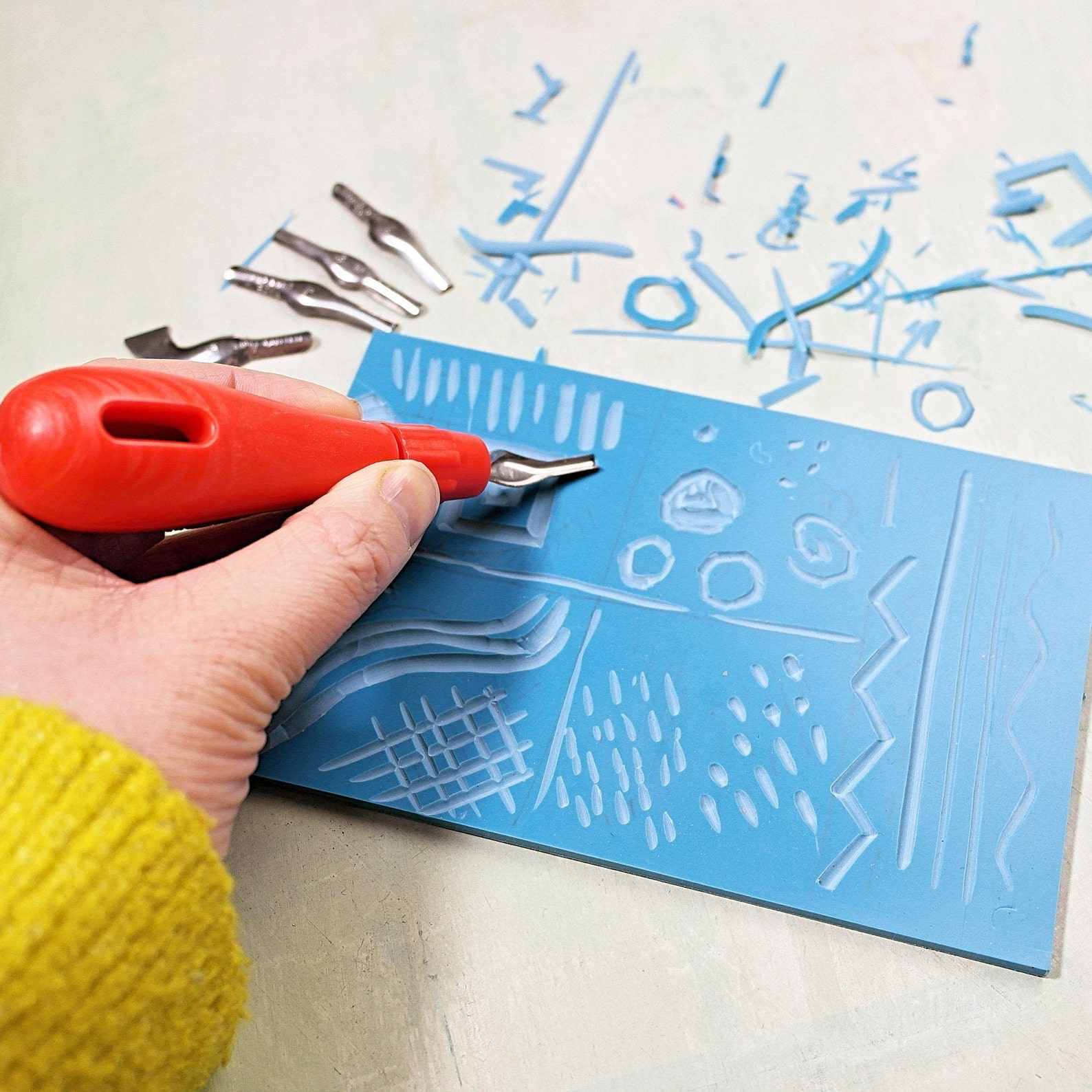 Linocut tool student quality with 5 shapes profile blades Etsy