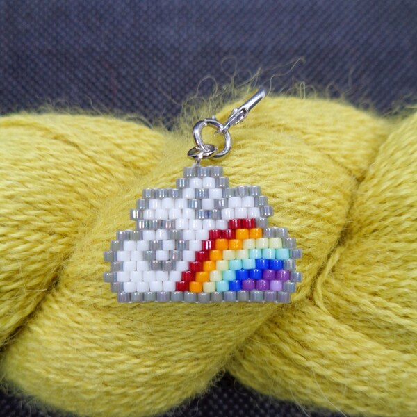 Cloudy with a Chance of Rainbows Charm | Progress Keeper | Stitch Marker