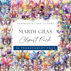Bundle de cliparts Mardi Gras - Clipart festif et coloré de dessins de Mardi Gras, Clipart for commercial use, PNG transparents