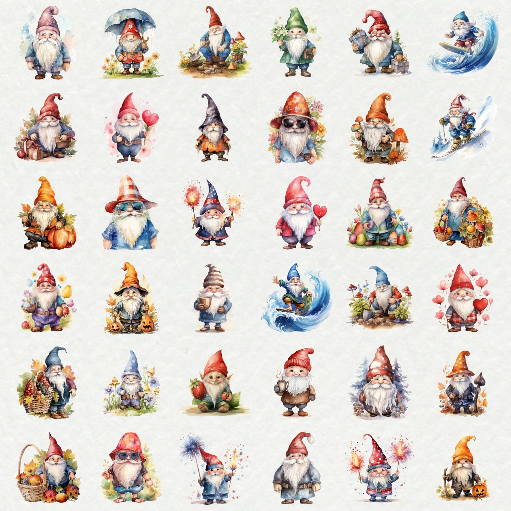 Seasonal Gnome Clipart Bundle - Playful Gnomes for Every Season and ...