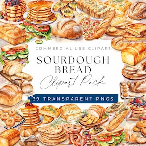 Zuurdesembrood clipartbundel - Artisan and Delicious Bread Designs clipart, clipart voor commercieel gebruik, transparante png
