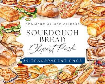 Sourdough Bread Watercolor Clipart Bundle – Artisan Food Designs (PNG)