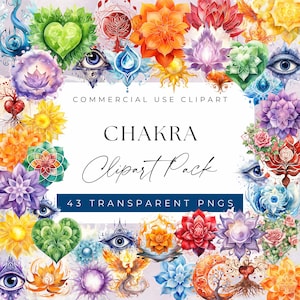 Chakra Energi Clipart Bundle – Symboliska Akvarelldesigner (PNG)
