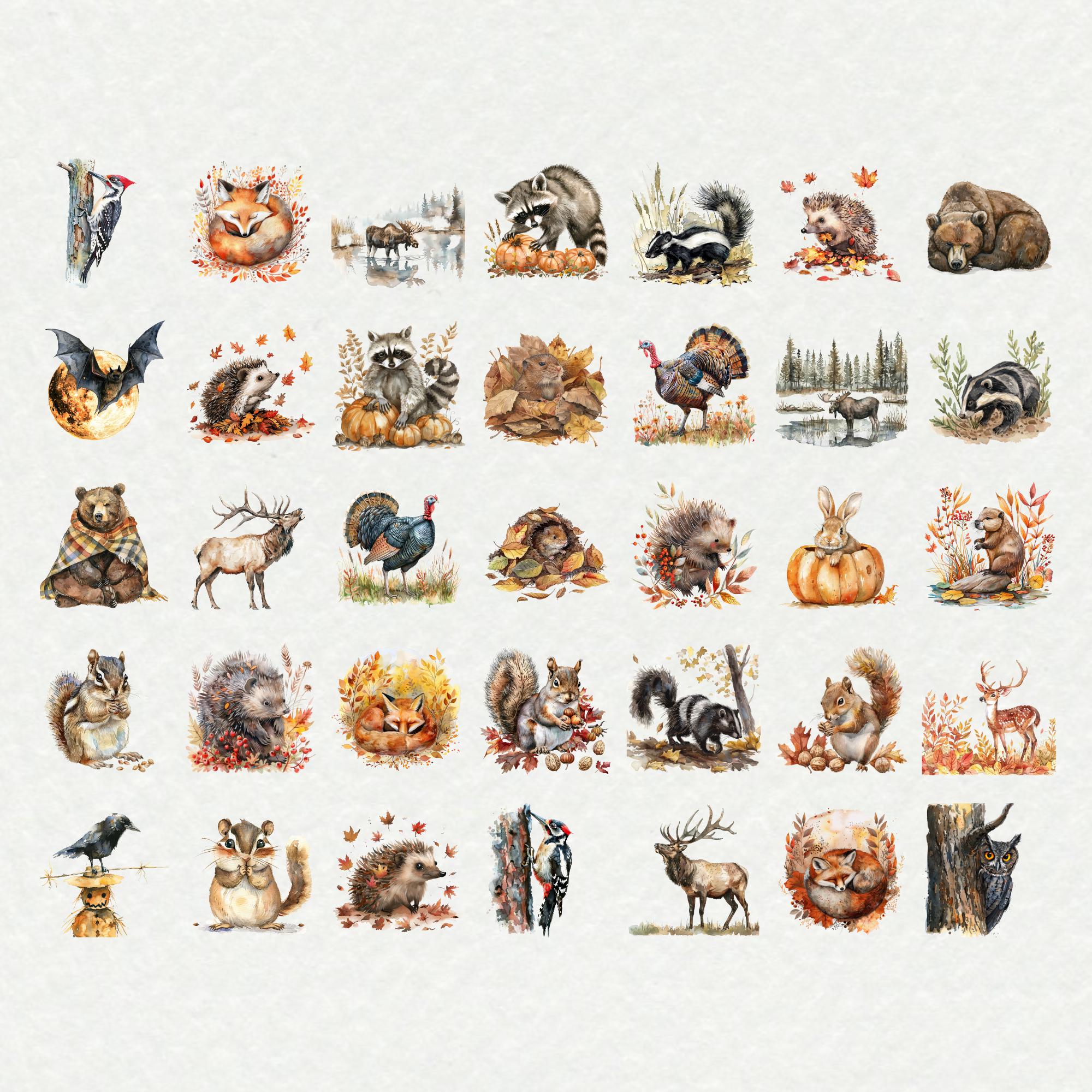 Fall Animals Clipart Bundle - Autumn Wildlife and Seasonal Scenes ...