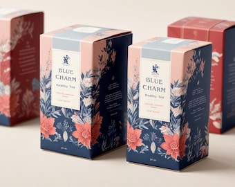 Benutzerdefinierte florale Teeverpackungen. Buntes natürliches Teedesign. Elegante Kräuterteeboxen. Premium Botanische Tee Bags.Unique Tea Verpackung Designer
