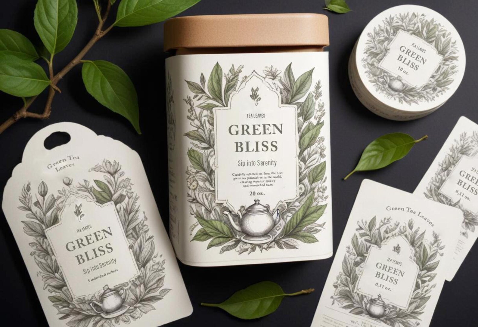 Custom Floral Tea Packaging. Colorful Natural Tea Design. Elegant ...