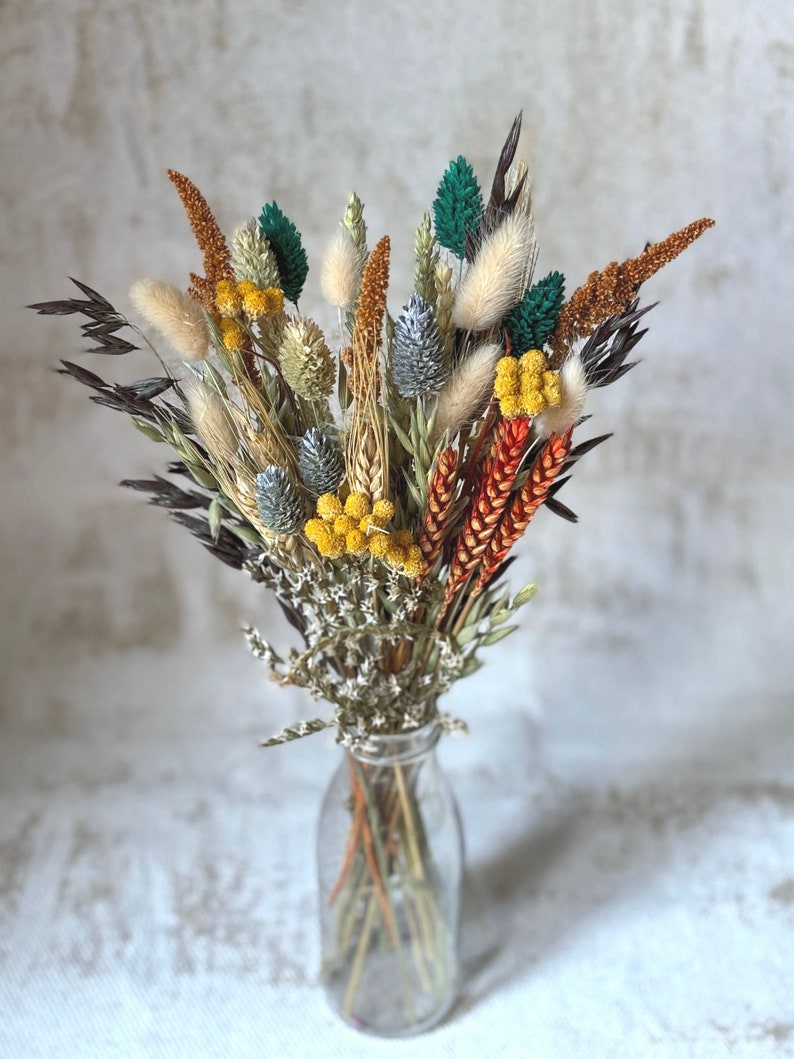 Autumnal Natural Coloured Dried Flowers. Rust, Yellow and Naturals