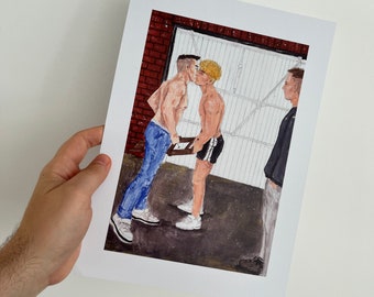 British Lads Hit Each Other With Chair A4 Art Print