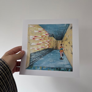 Tomb Raider 2 Lara Croft geïnspireerde vierkante kunst print