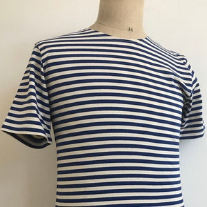 Navy Blue and White, Short Sleeve, 100% Woven Cotton, Marine Breton, Unisex Sailors Shirt, S/M/L/XL,