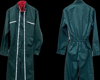 Size M, French Vintage Un-worn Boilers-suit, 1970's Green Coveralls , Overalls, Jumpsuit. B24