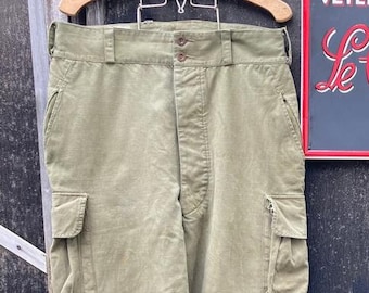 1960s French Army Cargo Pants, M64 Field Sateen Pants, Size