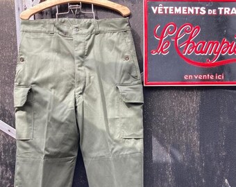 Vintage French Military Pants from 1969, Un-worn Size M W36, Cargo Pants, Paul Boye, Paris. T31