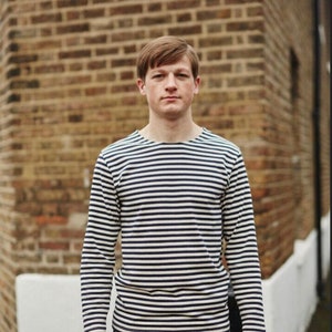 Schwarz und Weiß, Langarm, 100% gewebte Baumwolle, Marine Breton, Unisex Sailors Shirt, S / M / L / XL,
