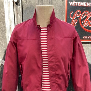 Vintage Un-worn 1970&#39;s, Red Italian Ivy Oxford Harrington Mod Jacket, Size S. J13