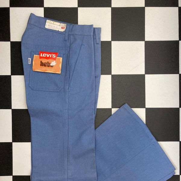 Blue Levi's Big E Flared Pants/Trousers. Rare Dead-Stock 1960's, W26/IL33. V11