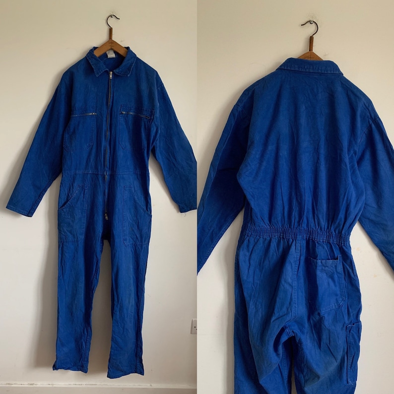 French Vintage Jumpsuit Blue Boilersuit Size S Overalls PC18